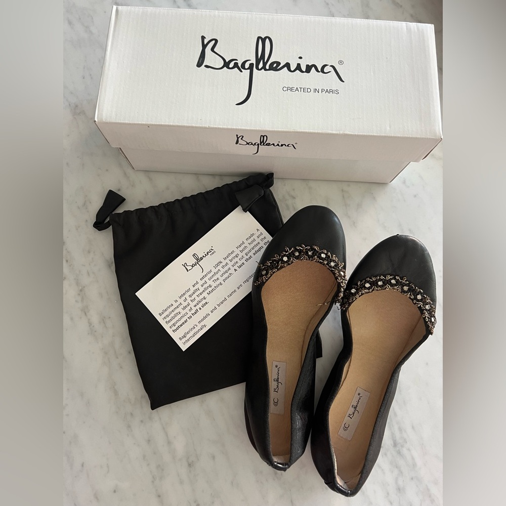 Bagllerina leather foldable flats